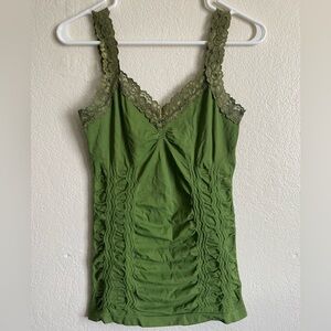 M. Rena Green Lace Trim Tank Top